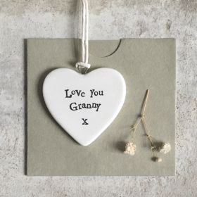 Love You Granny - Small Hanging Porcelain Heart